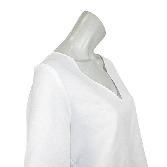 VETTA Women's Cropped V-Neck Blouse Short Sleeve White Size Medium - Picture 8 of 8